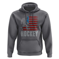 Hockey Bigfoot USA Flag Hoodie Vintage Patriotic Ice Hockey Player - Wonder Print Shop