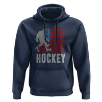 Hockey Bigfoot USA Flag Hoodie Vintage Patriotic Ice Hockey Player - Wonder Print Shop