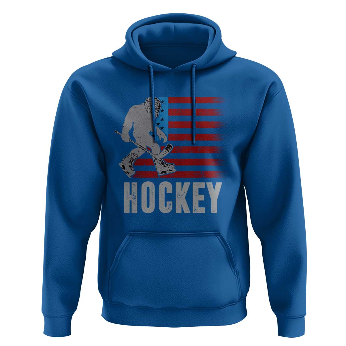 Hockey Bigfoot USA Flag Hoodie Vintage Patriotic Ice Hockey Player - Wonder Print Shop