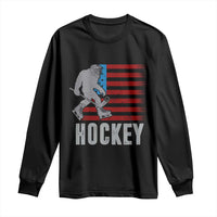 Hockey Bigfoot USA Flag Long Sleeve Shirt Vintage Patriotic Ice Hockey Player - Wonder Print Shop