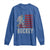 Hockey Bigfoot USA Flag Long Sleeve Shirt Vintage Patriotic Ice Hockey Player - Wonder Print Shop