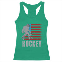 Hockey Bigfoot USA Flag Racerback Tank Top Vintage Patriotic Ice Hockey Player - Wonder Print Shop