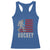 Hockey Bigfoot USA Flag Racerback Tank Top Vintage Patriotic Ice Hockey Player - Wonder Print Shop