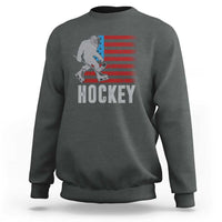 Hockey Bigfoot USA Flag Sweatshirt Vintage Patriotic Ice Hockey Player - Wonder Print Shop