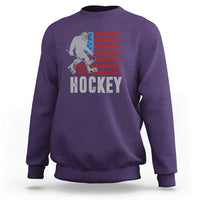 Hockey Bigfoot USA Flag Sweatshirt Vintage Patriotic Ice Hockey Player - Wonder Print Shop