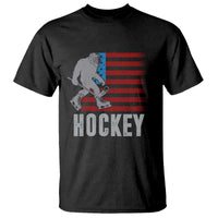 Hockey Bigfoot USA Flag T Shirt Vintage Patriotic Ice Hockey Player - Wonder Print Shop