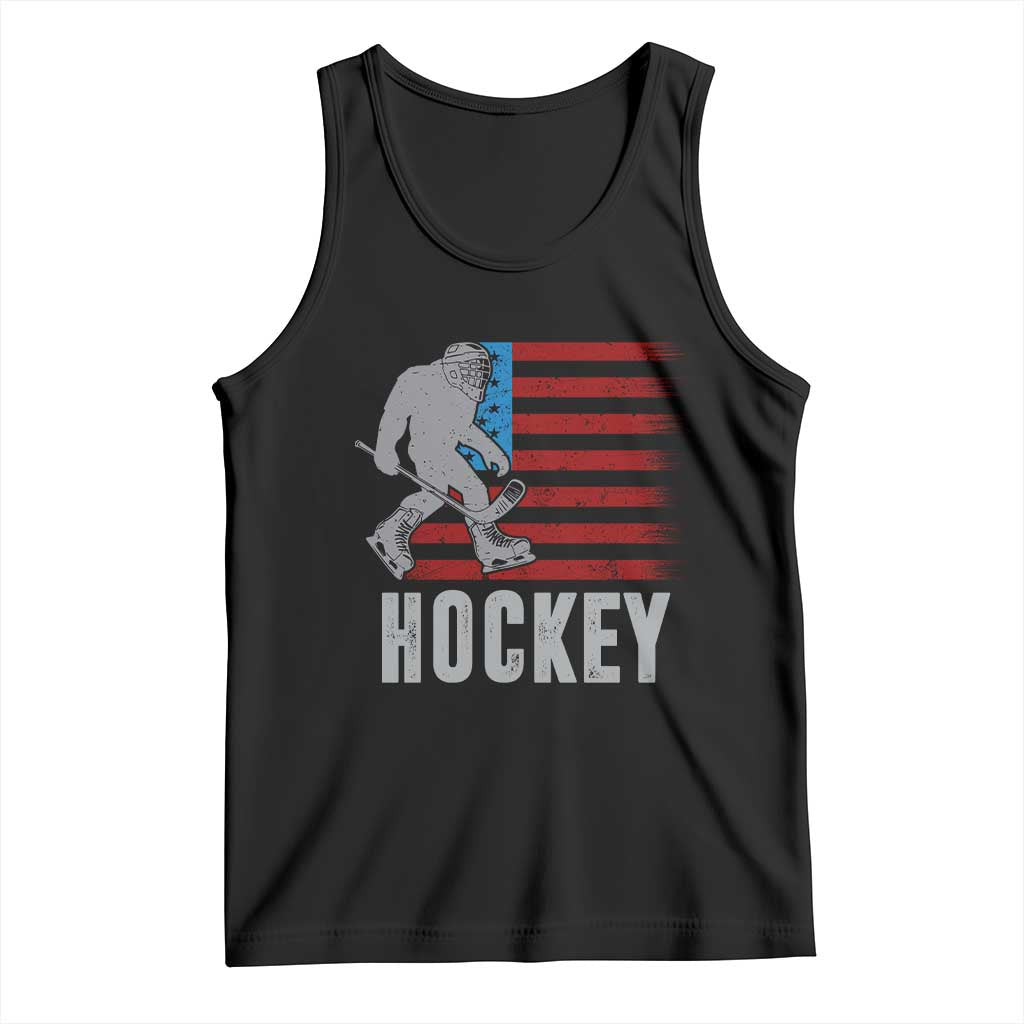 Hockey Bigfoot USA Flag Tank Top Vintage Patriotic Ice Hockey Player - Wonder Print Shop
