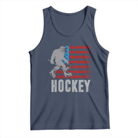 Hockey Bigfoot USA Flag Tank Top Vintage Patriotic Ice Hockey Player - Wonder Print Shop