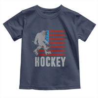 Hockey Bigfoot USA Flag Toddler T Shirt Vintage Patriotic Ice Hockey Player - Wonder Print Shop