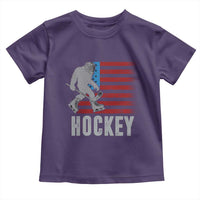 Hockey Bigfoot USA Flag Toddler T Shirt Vintage Patriotic Ice Hockey Player - Wonder Print Shop