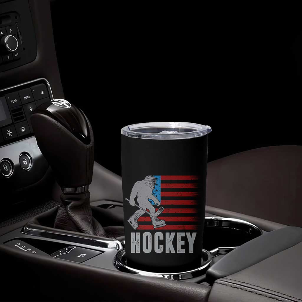 Hockey Bigfoot USA Flag Tumbler Cup Vintage Patriotic Ice Hockey Player - Wonder Print Shop