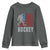 Hockey Bigfoot USA Flag Youth Sweatshirt Vintage Patriotic Ice Hockey Player - Wonder Print Shop