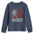 Hockey Bigfoot USA Flag Youth Sweatshirt Vintage Patriotic Ice Hockey Player - Wonder Print Shop