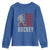 Hockey Bigfoot USA Flag Youth Sweatshirt Vintage Patriotic Ice Hockey Player - Wonder Print Shop