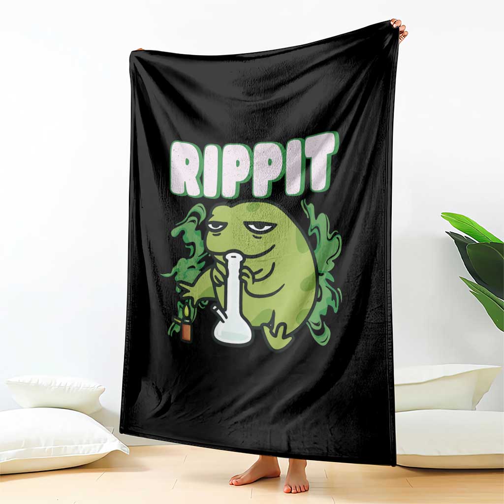 Rippit Frog Meme Throw Blanket Funny Stoner Bong Rip - Wonder Print Shop
