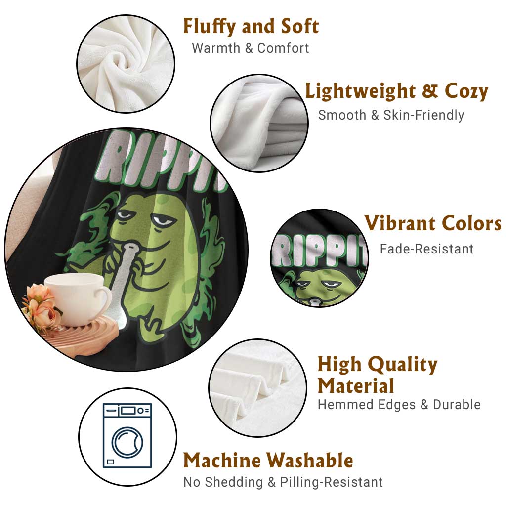 Rippit Frog Meme Throw Blanket Funny Stoner Bong Rip - Wonder Print Shop