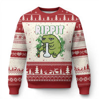 Rippit Frog Meme Ugly Christmas Sweater Funny Stoner Bong Rip - Wonder Print Shop
