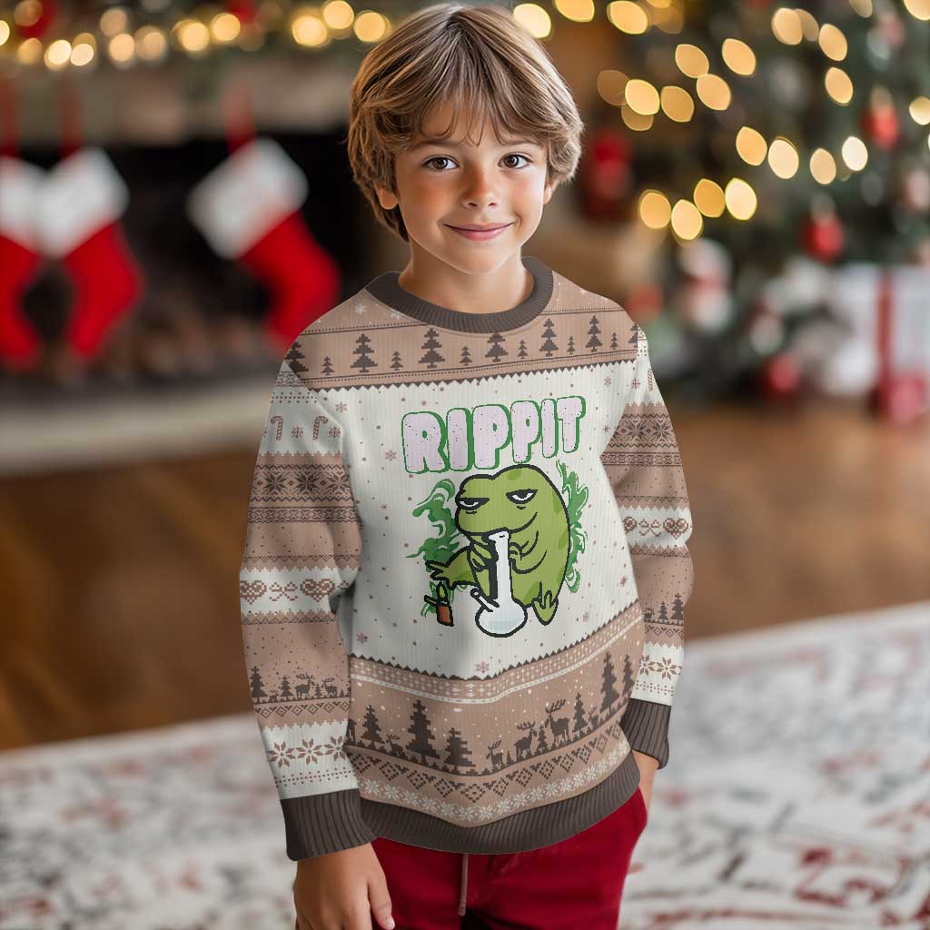 Rippit Frog Meme Ugly Christmas Sweater Funny Stoner Bong Rip - Wonder Print Shop