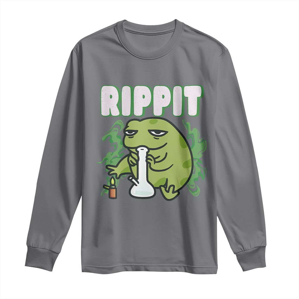 Rippit Frog Meme Long Sleeve Shirt Funny Stoner Bong Rip - Wonder Print Shop