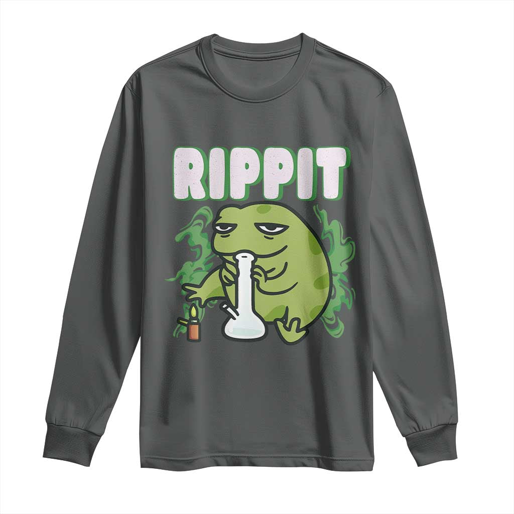 Rippit Frog Meme Long Sleeve Shirt Funny Stoner Bong Rip - Wonder Print Shop