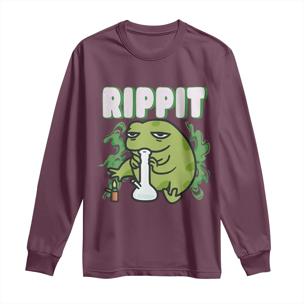 Rippit Frog Meme Long Sleeve Shirt Funny Stoner Bong Rip - Wonder Print Shop