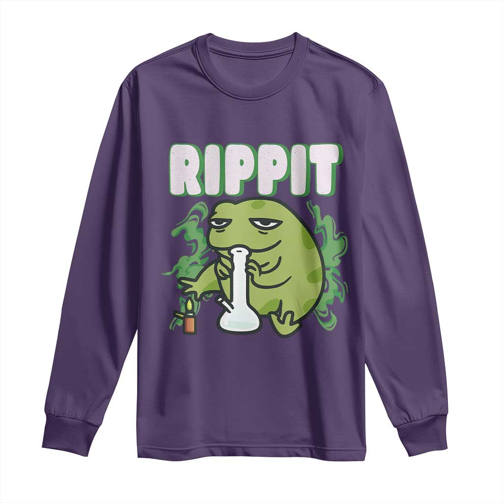 Rippit Frog Meme Long Sleeve Shirt Funny Stoner Bong Rip - Wonder Print Shop