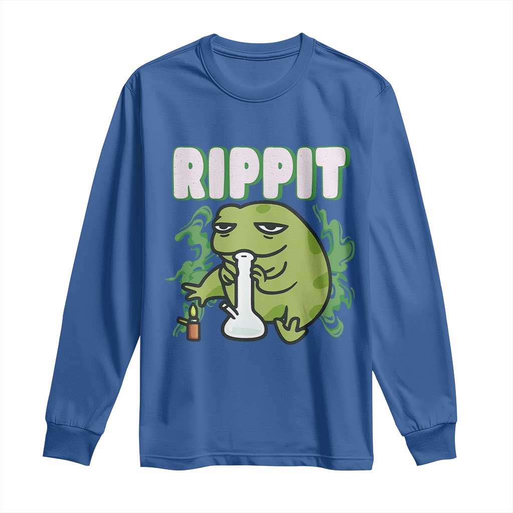 Rippit Frog Meme Long Sleeve Shirt Funny Stoner Bong Rip - Wonder Print Shop