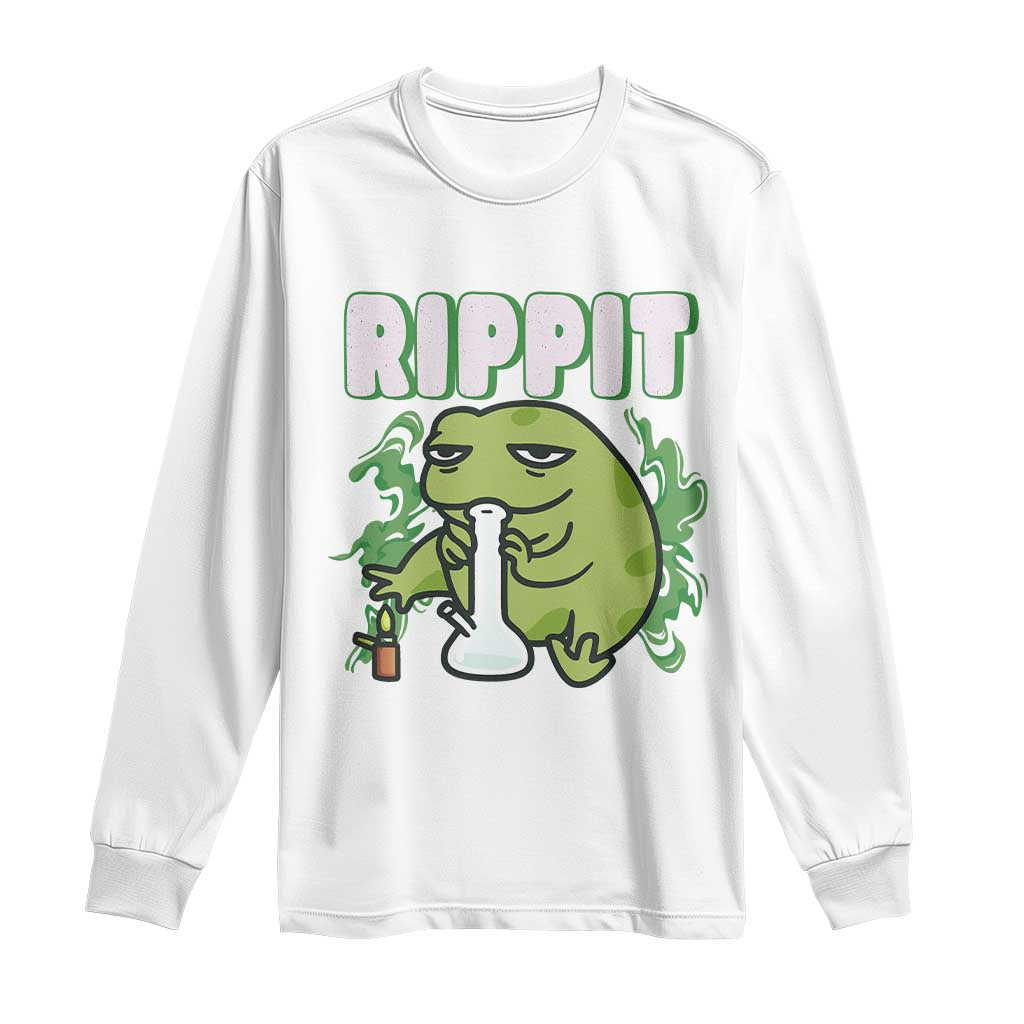 Rippit Frog Meme Long Sleeve Shirt Funny Stoner Bong Rip - Wonder Print Shop