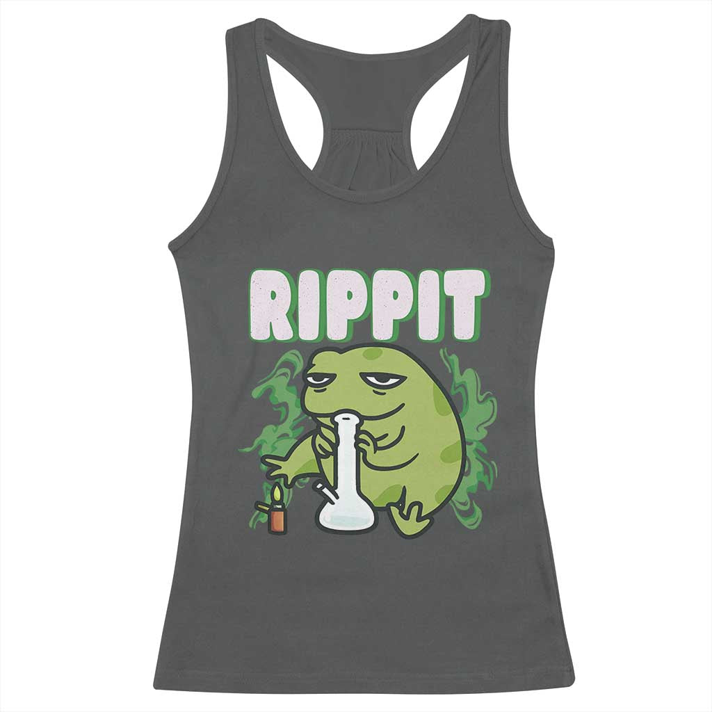 Rippit Frog Meme Racerback Tank Top Funny Stoner Bong Rip - Wonder Print Shop