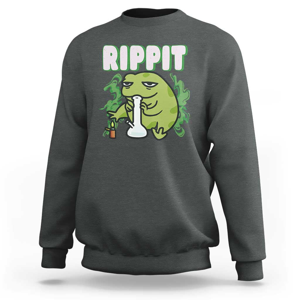 Rippit Frog Meme Sweatshirt Funny Stoner Bong Rip - Wonder Print Shop