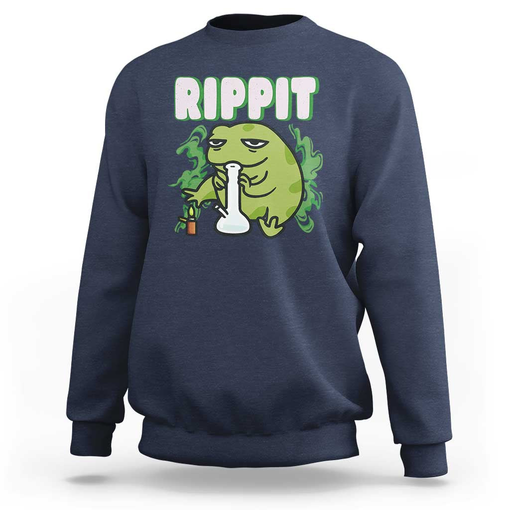 Rippit Frog Meme Sweatshirt Funny Stoner Bong Rip - Wonder Print Shop