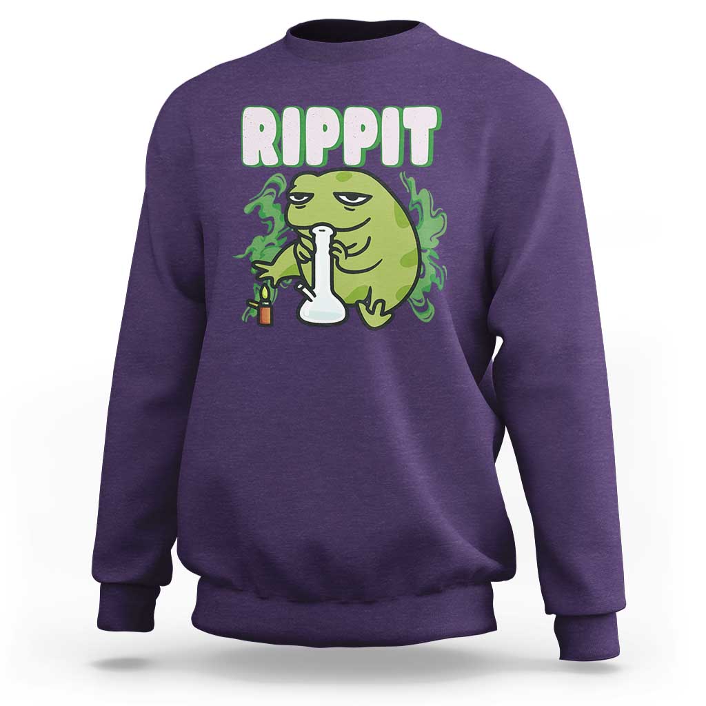 Rippit Frog Meme Sweatshirt Funny Stoner Bong Rip - Wonder Print Shop