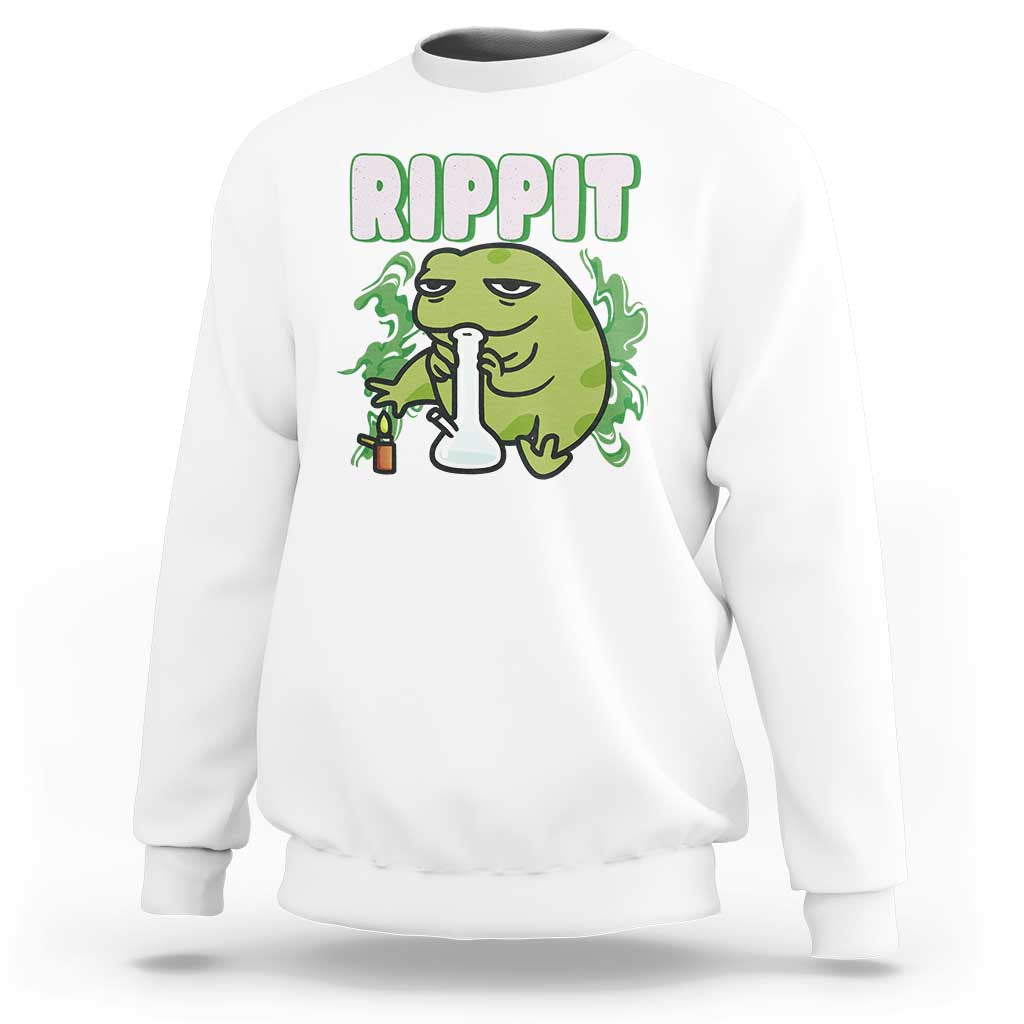 Rippit Frog Meme Sweatshirt Funny Stoner Bong Rip - Wonder Print Shop