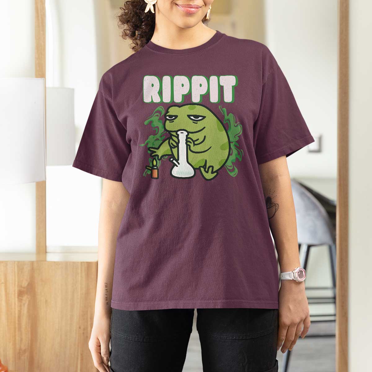 Rippit Frog Meme T Shirt For Women Funny Stoner Bong Rip - Wonder Print Shop