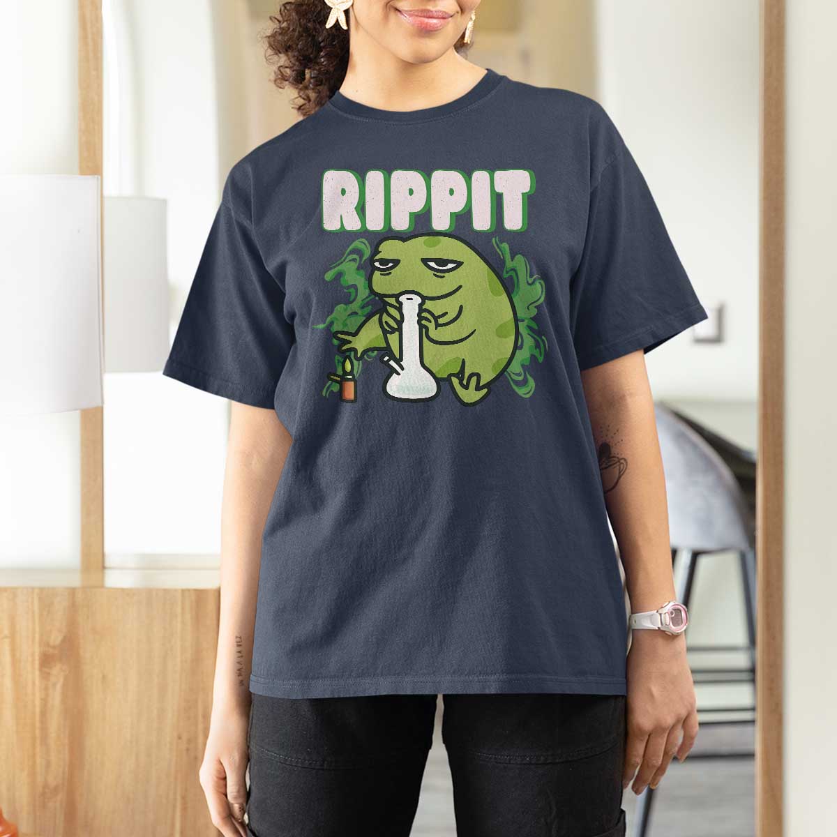 Rippit Frog Meme T Shirt For Women Funny Stoner Bong Rip - Wonder Print Shop