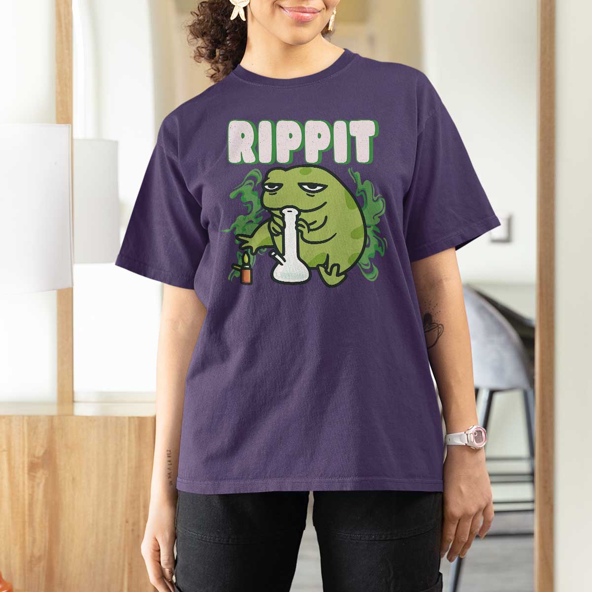Rippit Frog Meme T Shirt For Women Funny Stoner Bong Rip - Wonder Print Shop
