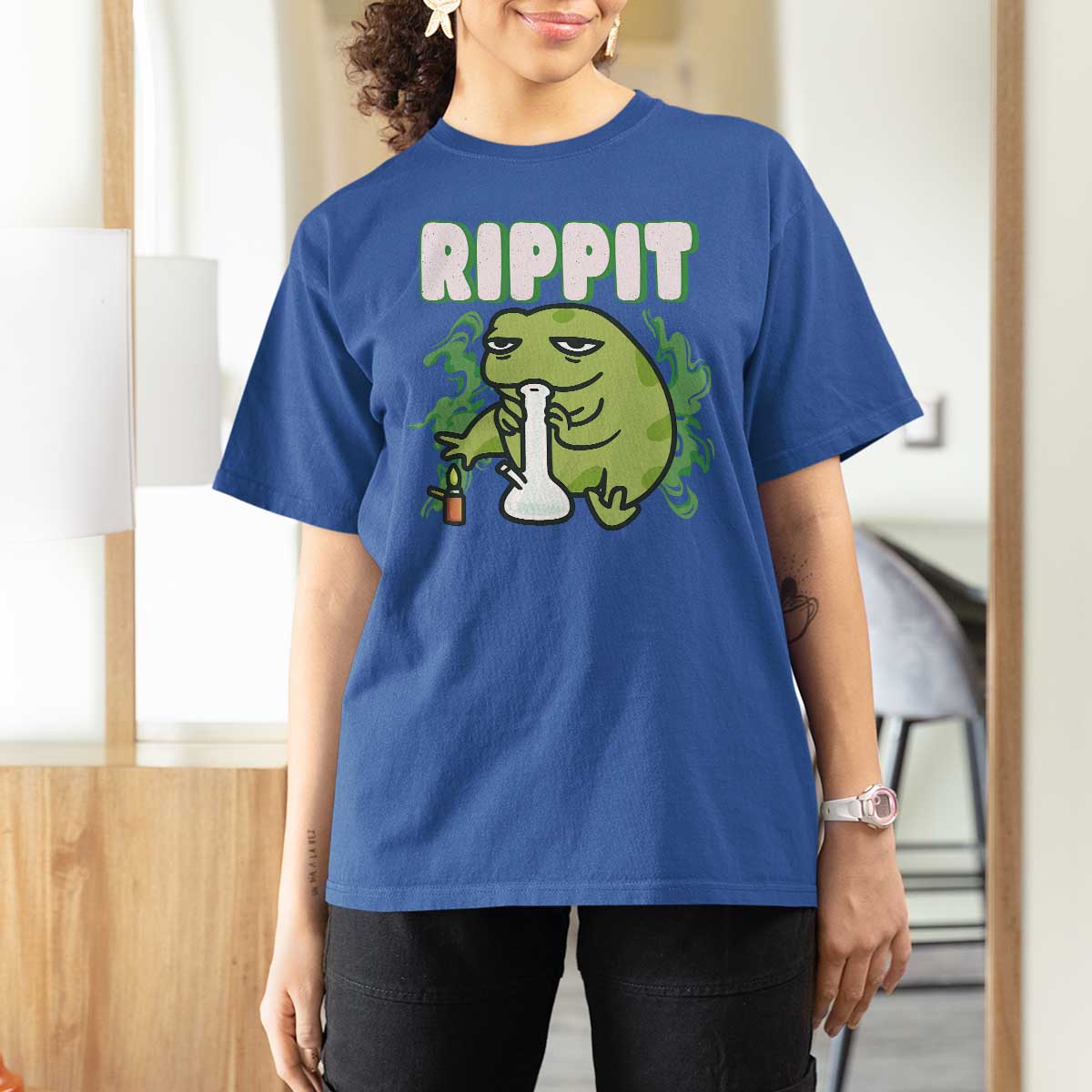 Rippit Frog Meme T Shirt For Women Funny Stoner Bong Rip - Wonder Print Shop