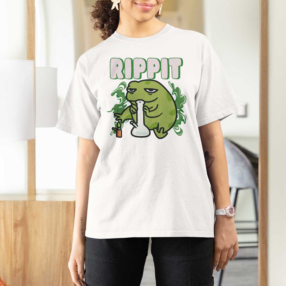 Rippit Frog Meme T Shirt For Women Funny Stoner Bong Rip - Wonder Print Shop