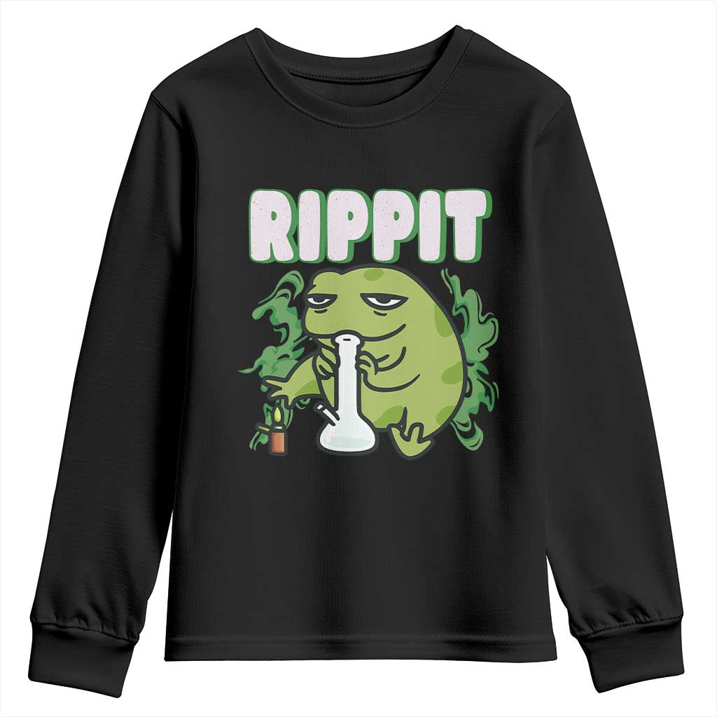 Rippit Frog Meme Youth Sweatshirt Funny Stoner Bong Rip - Wonder Print Shop