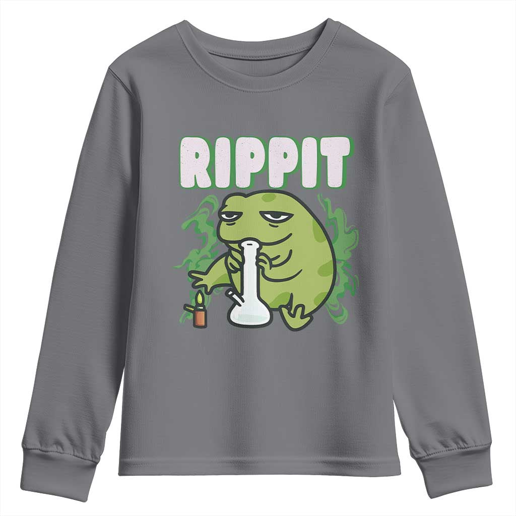 Rippit Frog Meme Youth Sweatshirt Funny Stoner Bong Rip - Wonder Print Shop