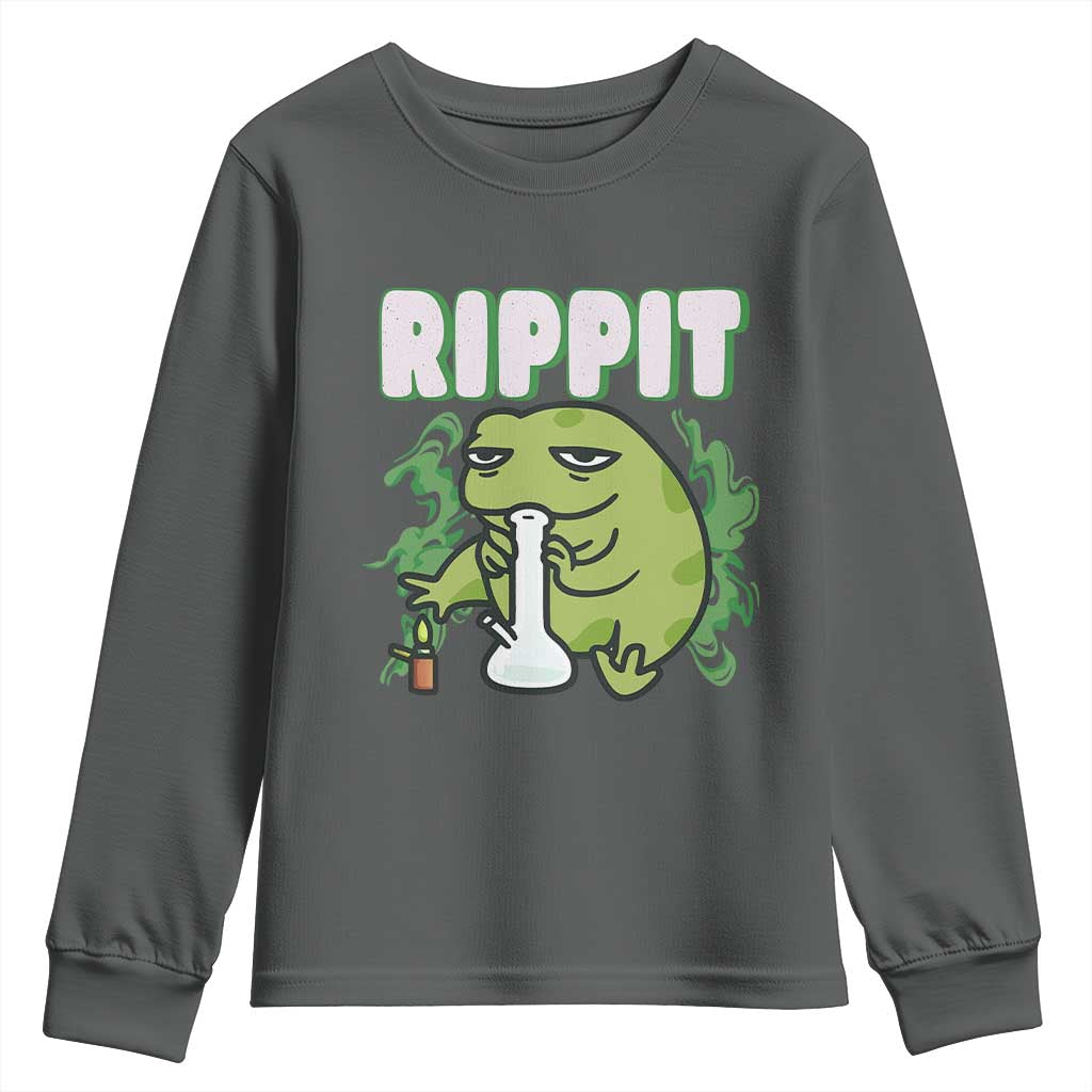 Rippit Frog Meme Youth Sweatshirt Funny Stoner Bong Rip - Wonder Print Shop