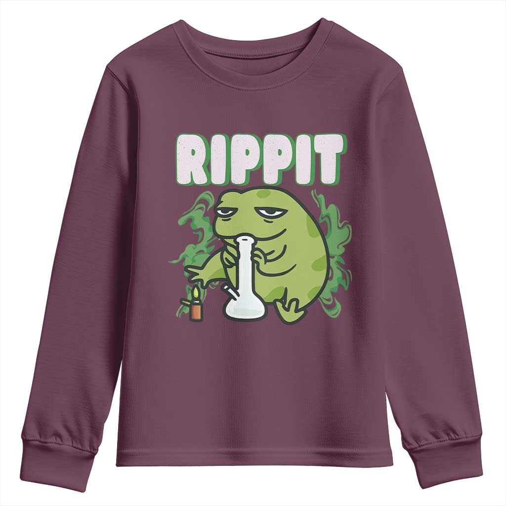 Rippit Frog Meme Youth Sweatshirt Funny Stoner Bong Rip - Wonder Print Shop