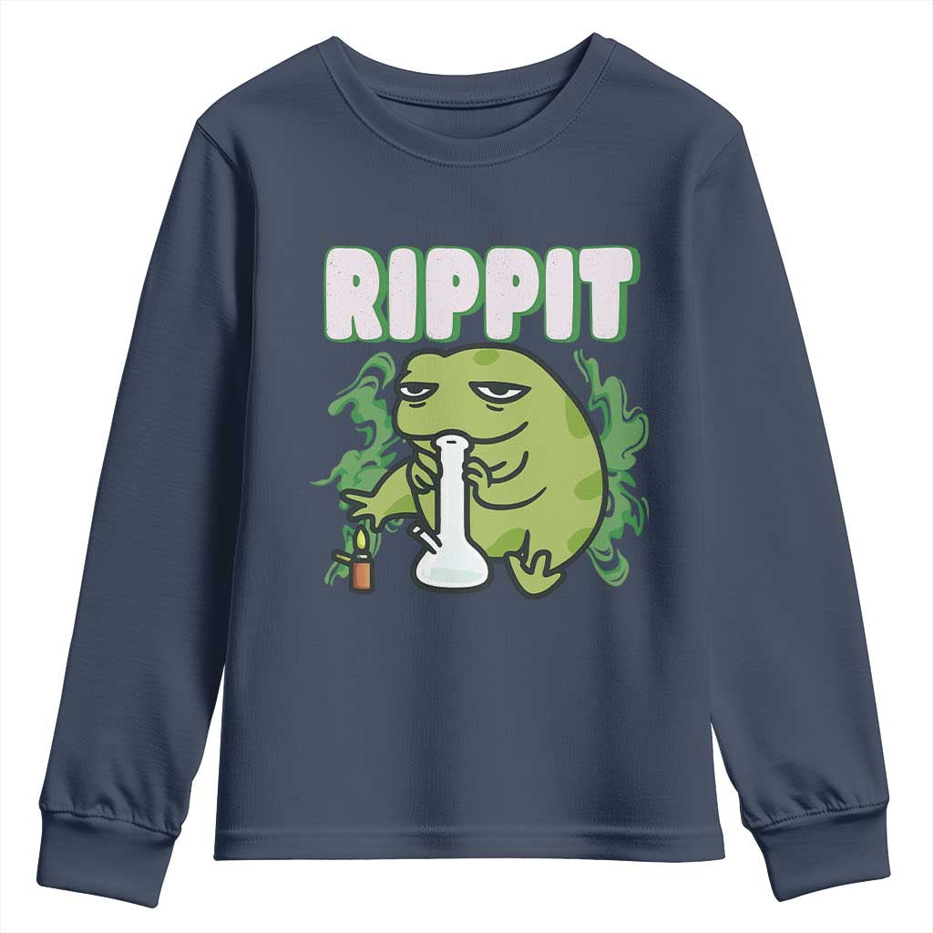Rippit Frog Meme Youth Sweatshirt Funny Stoner Bong Rip - Wonder Print Shop