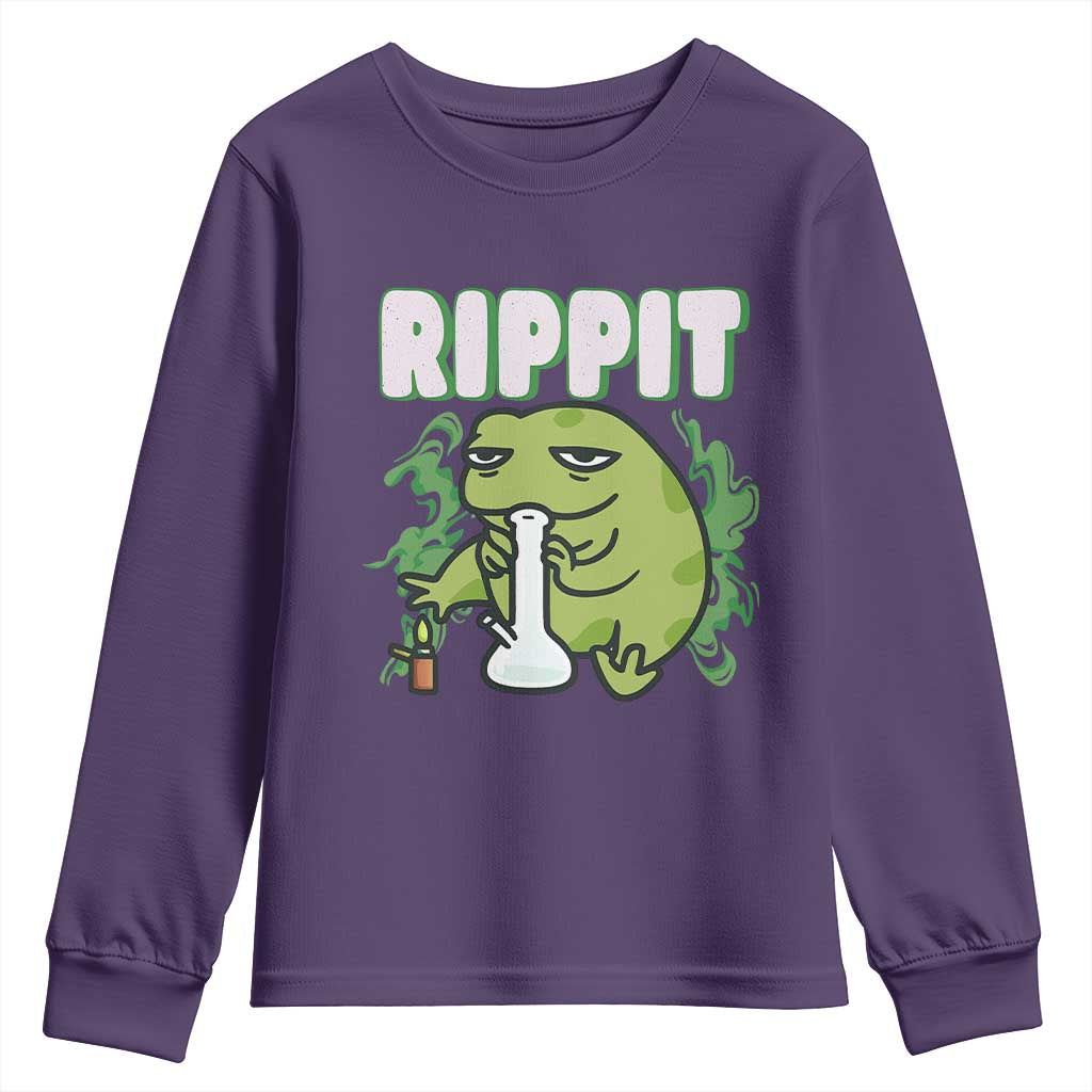 Rippit Frog Meme Youth Sweatshirt Funny Stoner Bong Rip - Wonder Print Shop