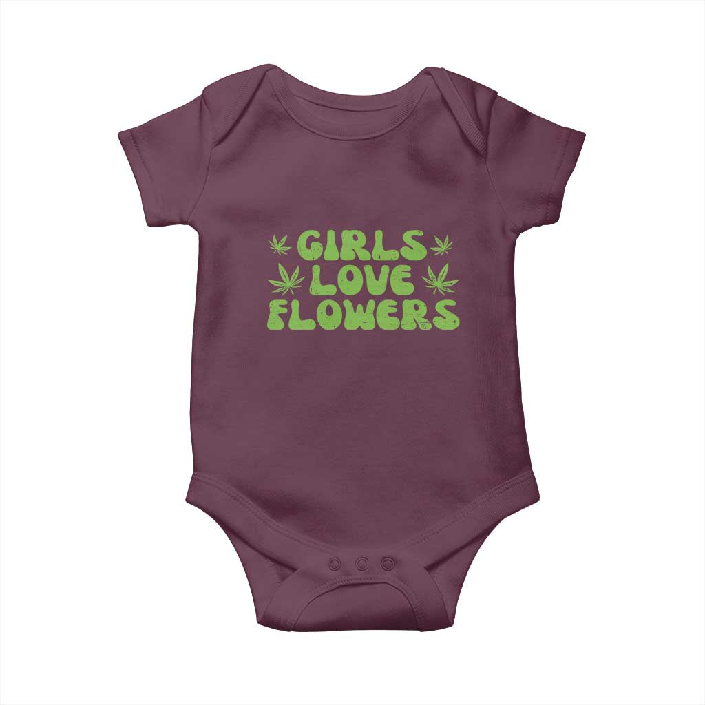 Girls Love Flowers Weed Cannabis Baby Onesie Funny Marijuana 420 Gift