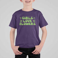 Girls Love Flowers Weed Cannabis T Shirt For Kid Funny Marijuana 420 Gift