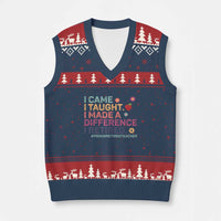 Proud Retired Teacher V-Neck Knit Sweater Vest I Came I Taught I Made a Difference Retirement - Wonder Print Shop