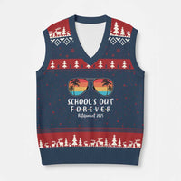 Retired Teacher 2025 V-Neck Knit Sweater Vest School's Out Forever Retirement Summer Vibes - Wonder Print Shop