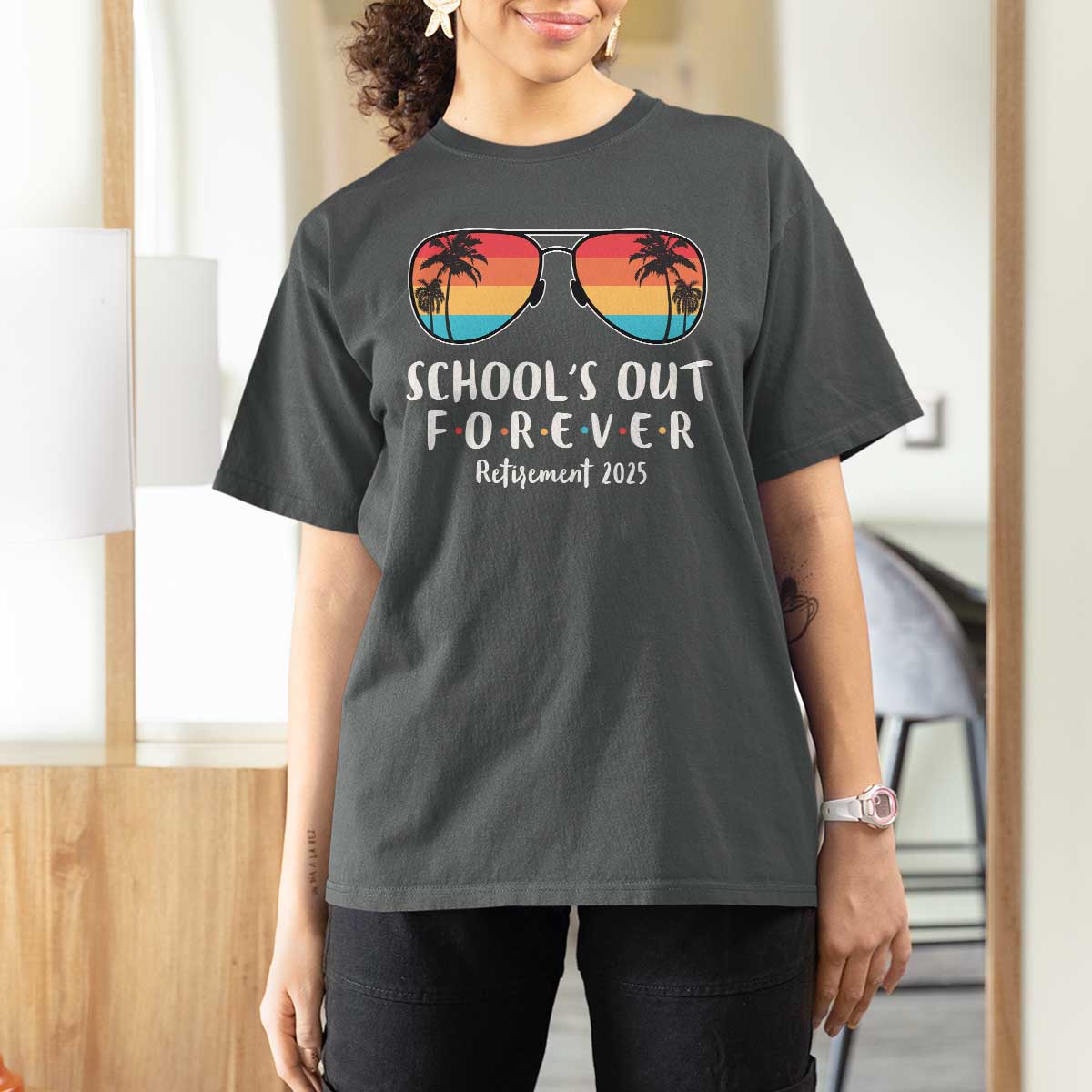 Retired Teacher 2025 T Shirt For Women School's Out Forever Retirement Summer Vibes