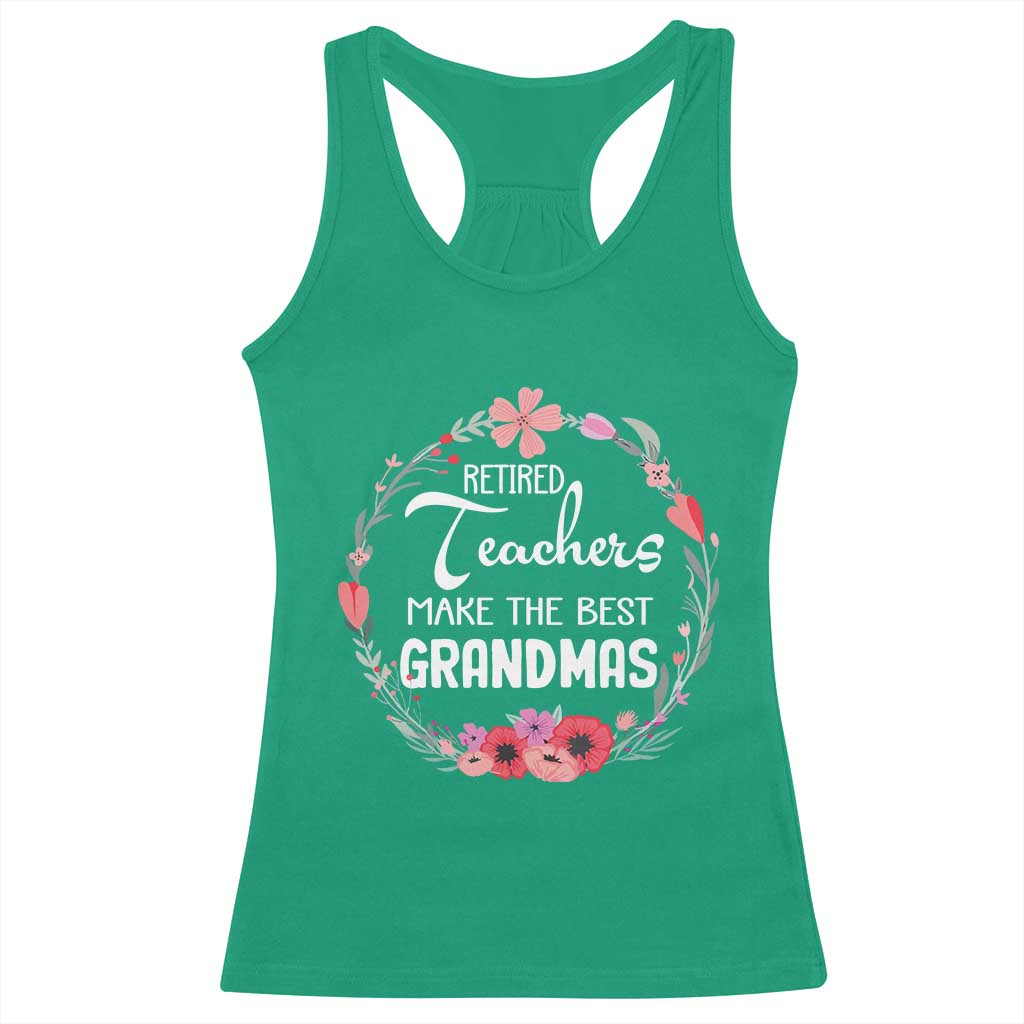 Retired Teacher Racerback Tank Top Floral For Grandmas Retirement